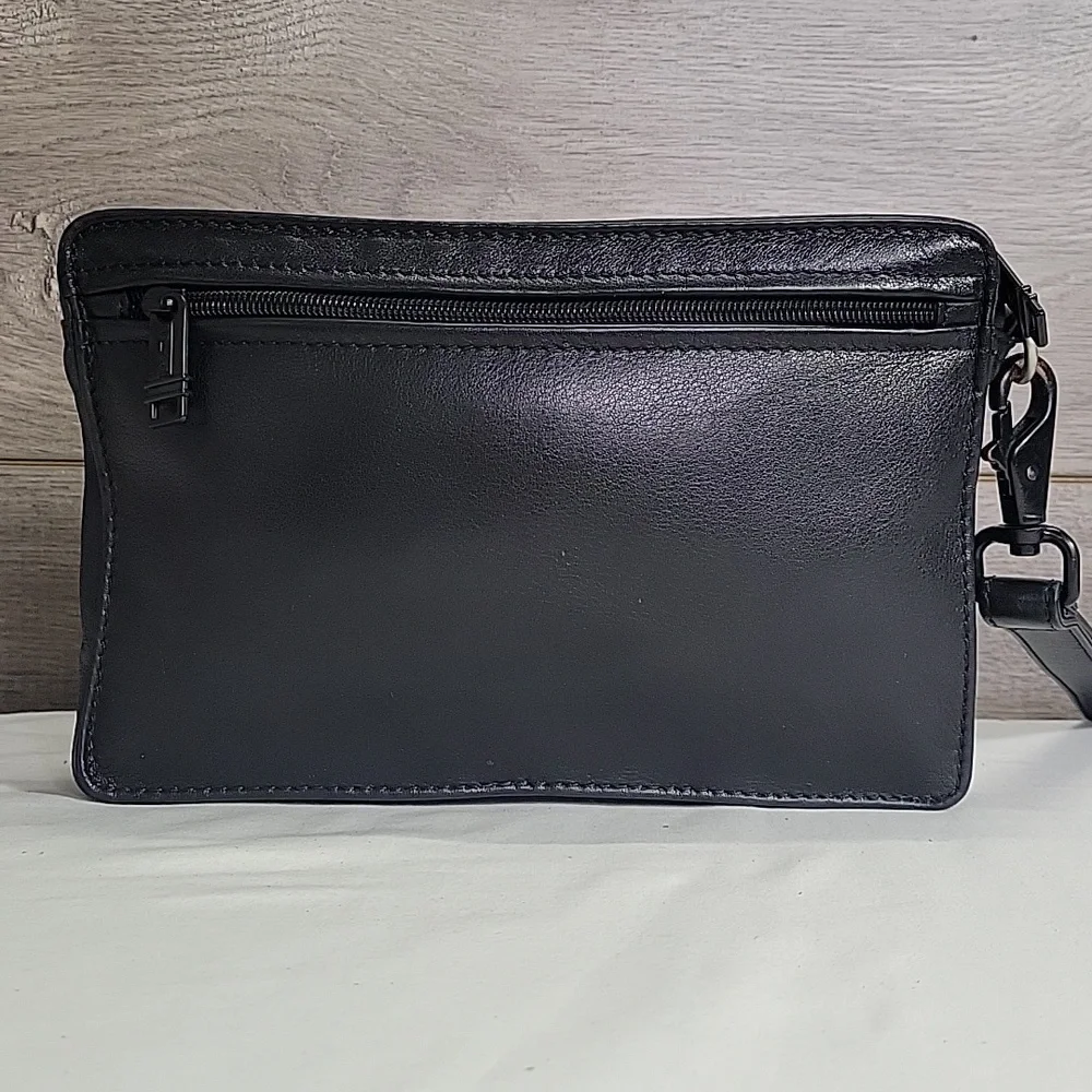 Tumi Black Leather Phone Case with Wristlet